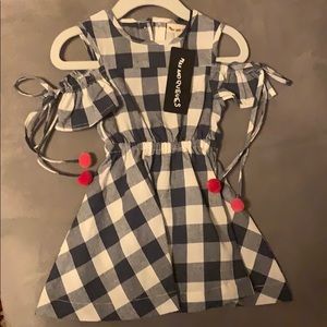 Blue checkered dress NWT 100% cotton
